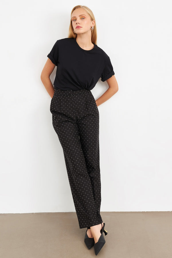 Setre Stone Detailed Casual Cut Trousers Black