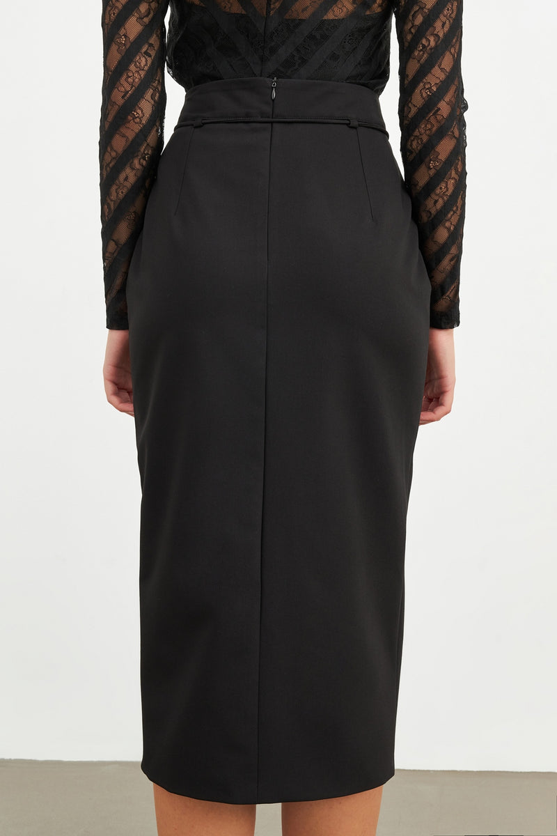 Setre Belted Rope Detail Pencil Skirts Black