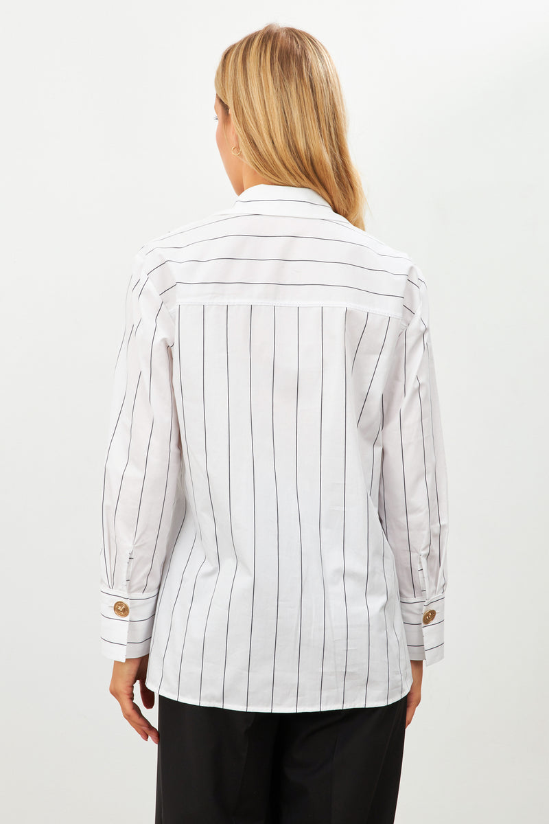 Setre Soft Line Detailed Asymmetric Shirt Black/Ecru