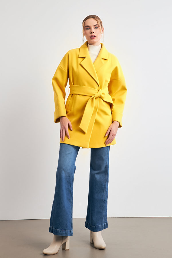 Setre Pocket Belted Coat Yellow