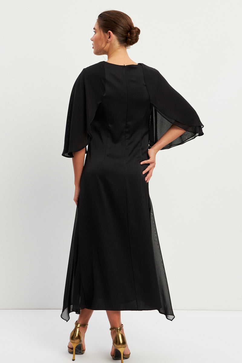 Setre Wide Sleeve Pleat Detail Dress Black
