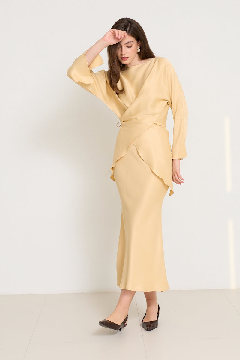 Setre Tie-Waist Detailed Long Sleeve Blouse Amber