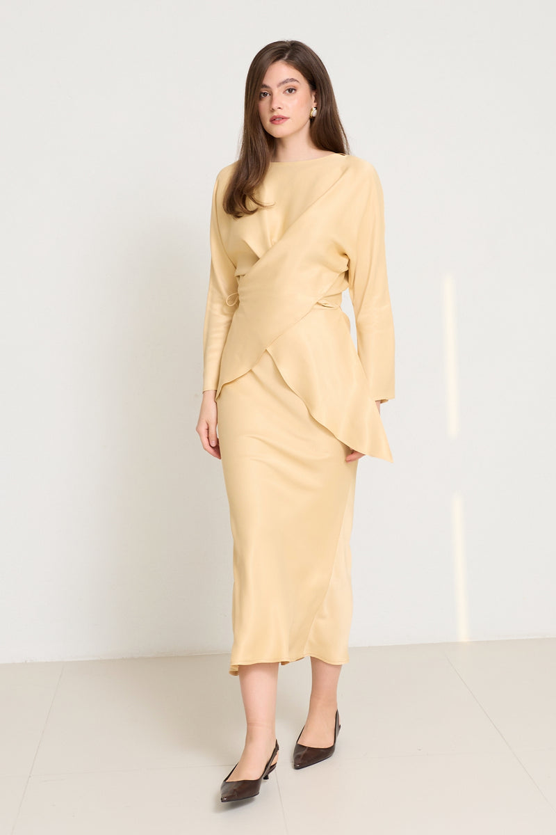 Setre Tie-Waist Detailed Long Sleeve Blouse Amber