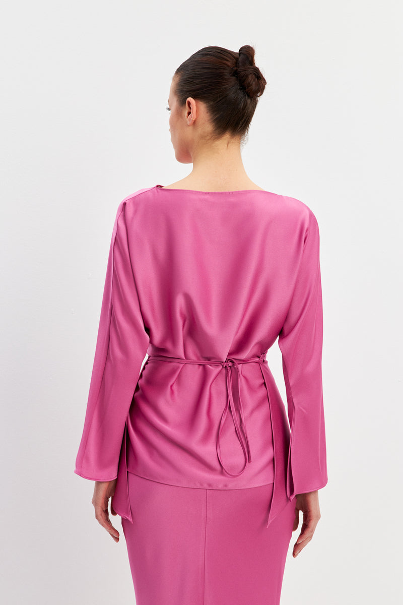 Setre Loose Blouse With Asymmetric Waist Detail Pink