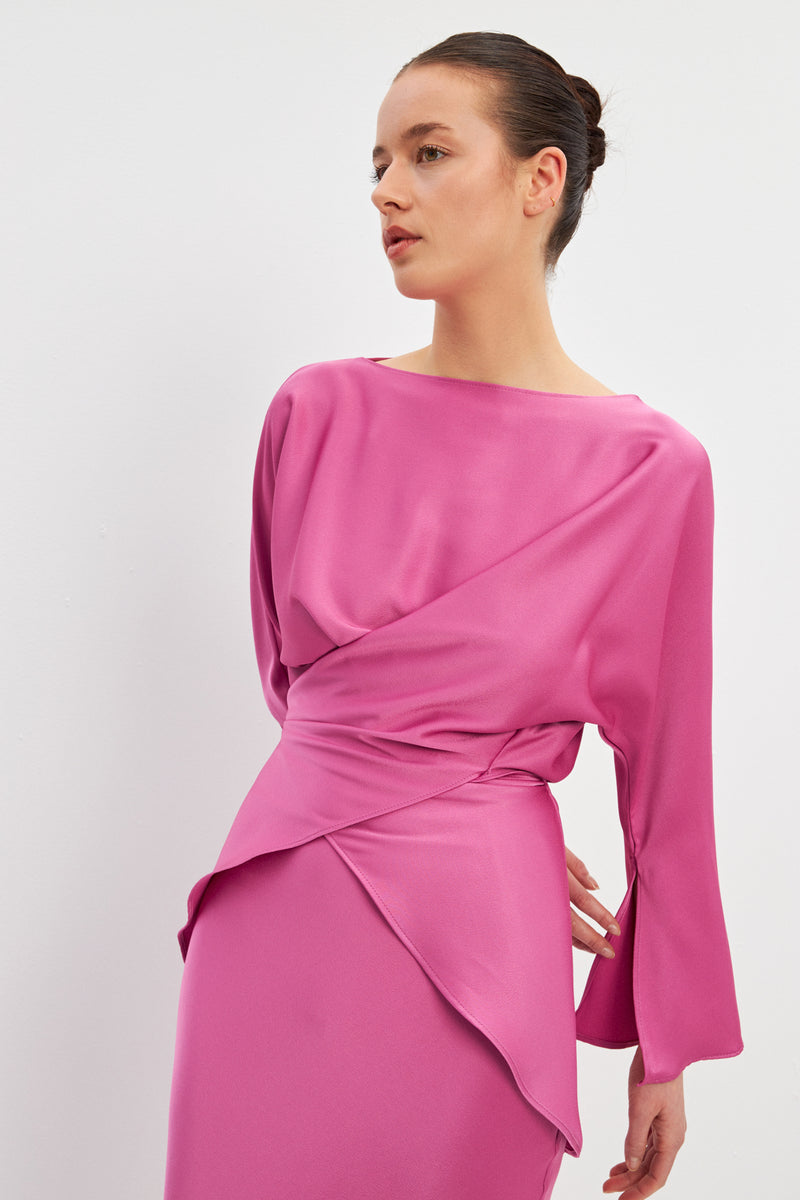 Setre Loose Blouse With Asymmetric Waist Detail Pink