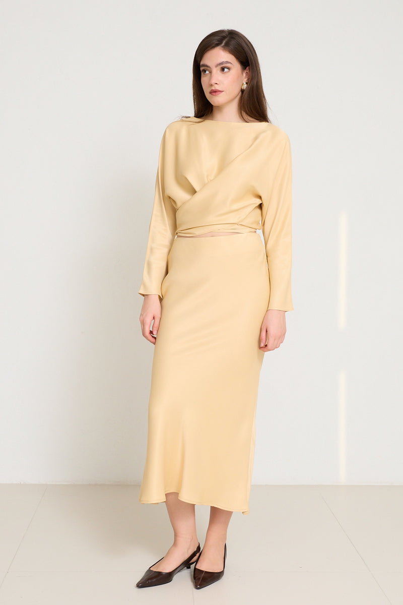 Setre Full-Cut Midi Length Skirt Amber
