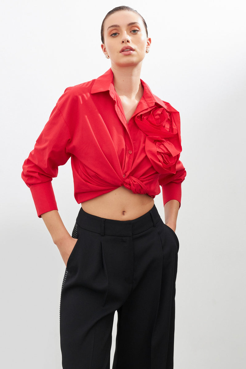 Setre Long Sleeve Shirt With Rose Details Red