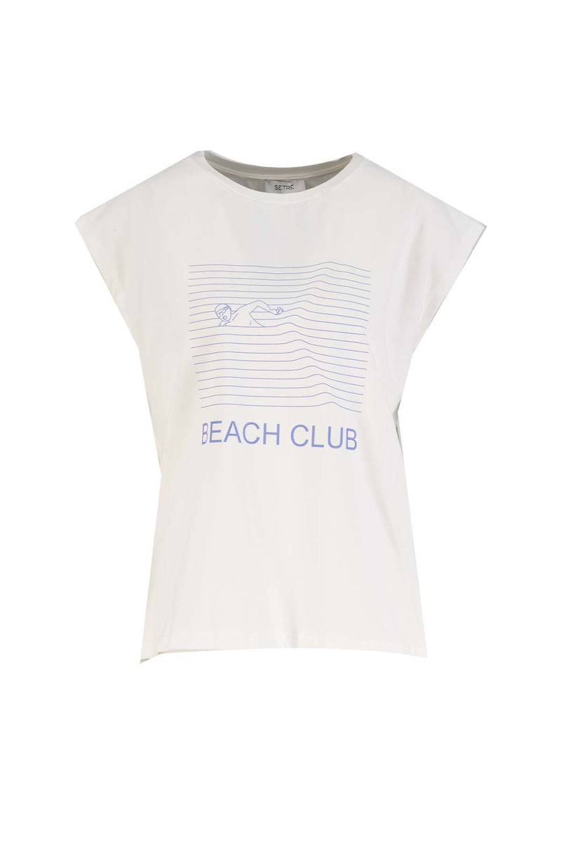 Setre Beach Club Printed T-Shirt Ecru