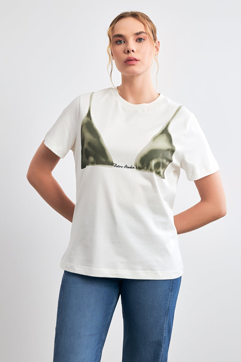 Setre Bra Printed T-Shirt Ecru