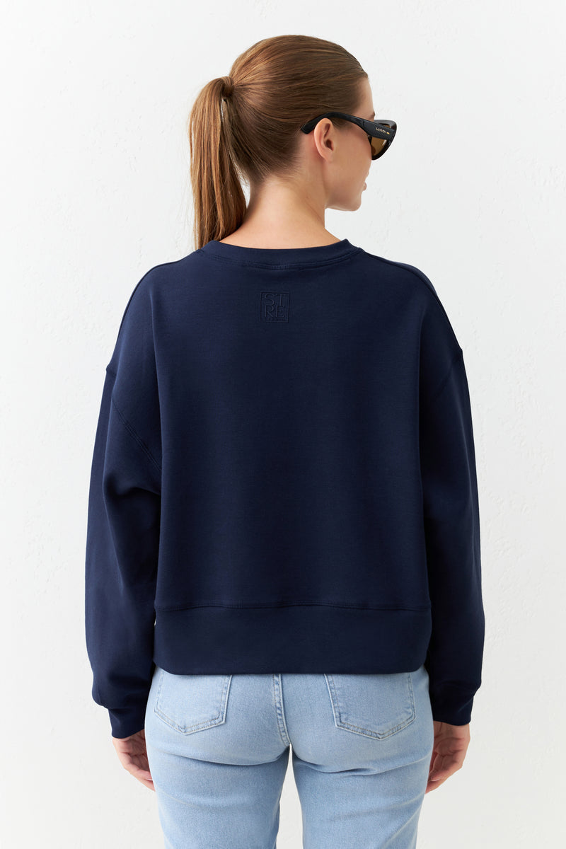 Setre Crew Neck Long Sleeve Sweatshirt Navy