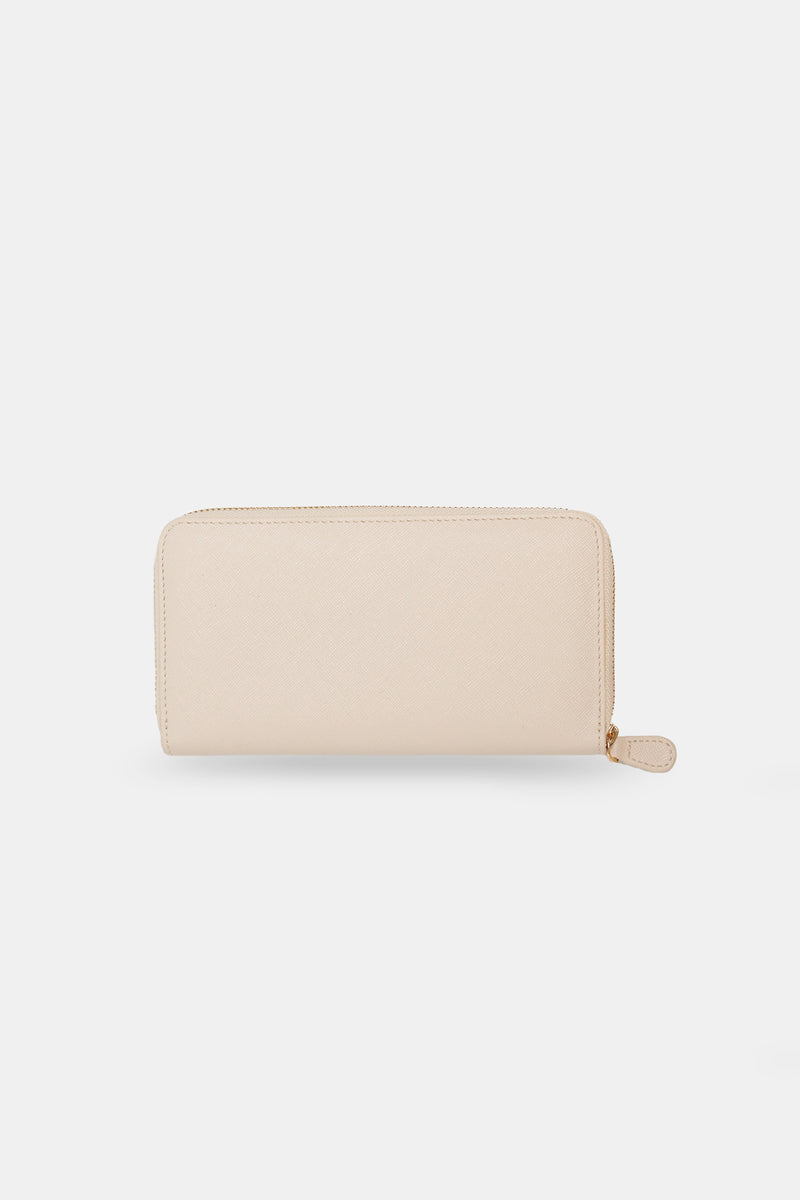 Setre Patterned Zippered Clutch Wallet Light Beige
