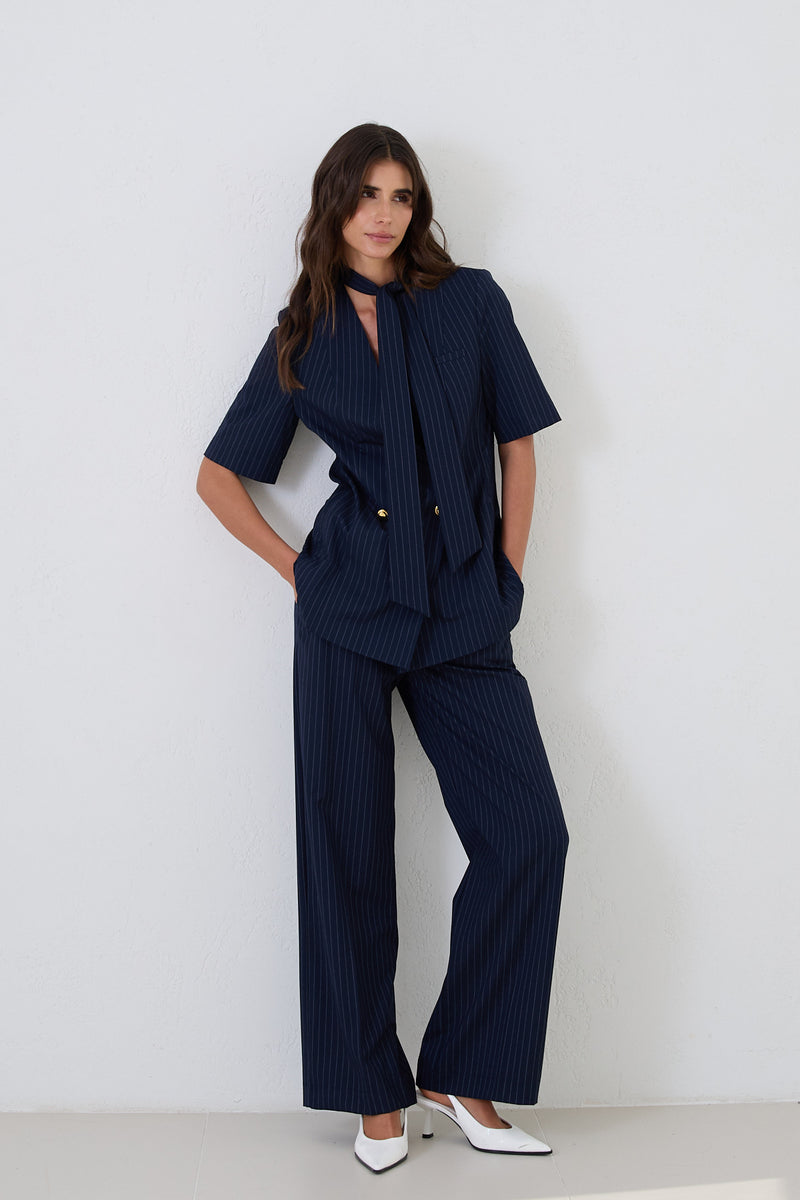 Setre Striped Pattern Suit Navy