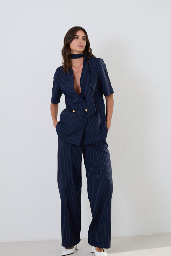 Setre Striped Pattern Suit Navy