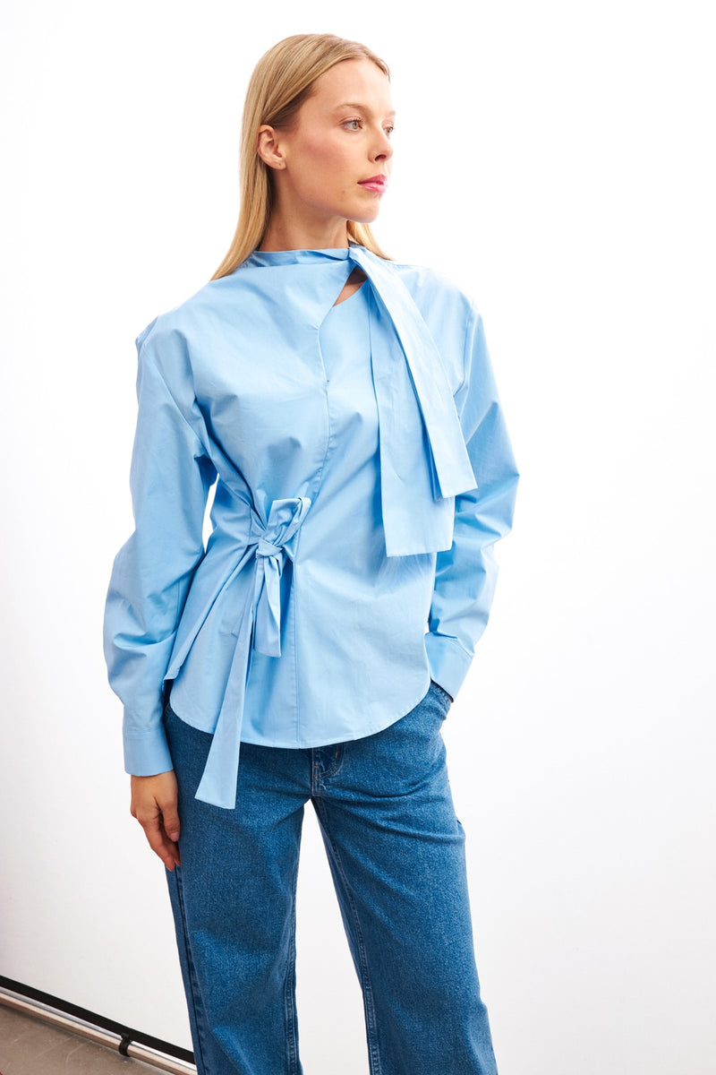 Setre Lace Tie Detail Shirt Blue