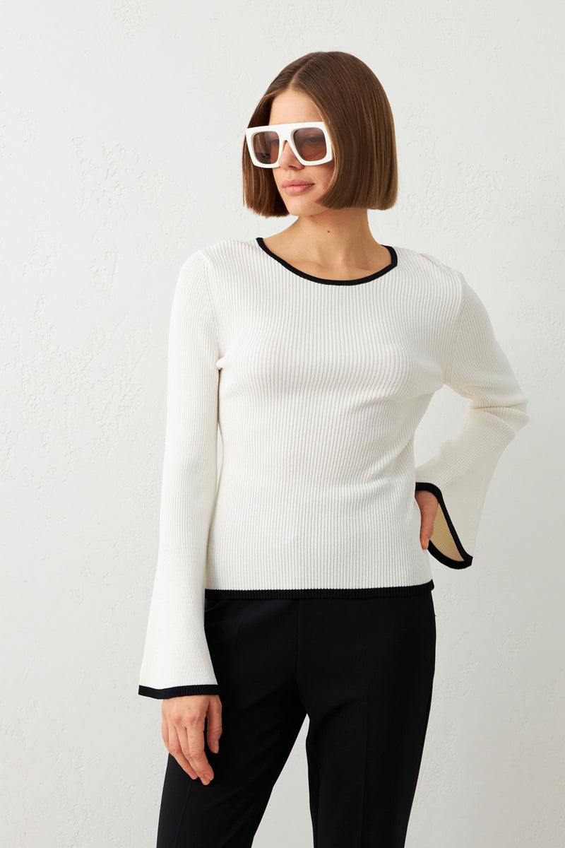 Setre Contrast Detail Ribbed Knitwear Ecru