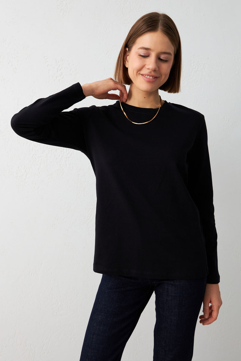 Setre Crew Neck Long Sleeve T-Shirt Black