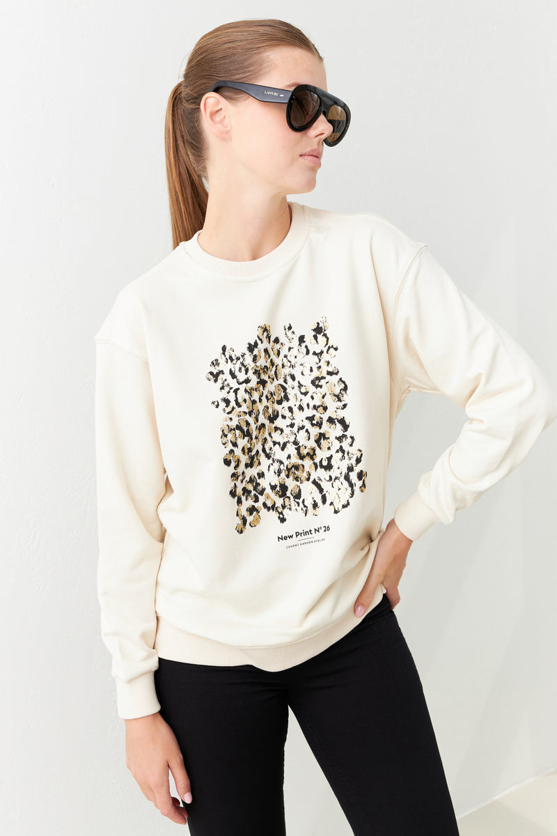 Setre Crew Neck Long Sleeve Sweatshirt Cream