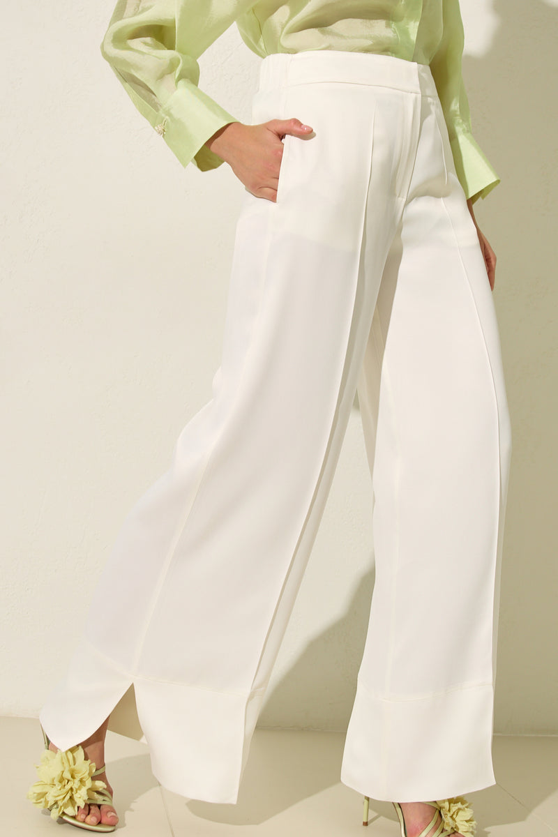 Setre Wide Leg Trousers With Slit Detail On Hem Ecru