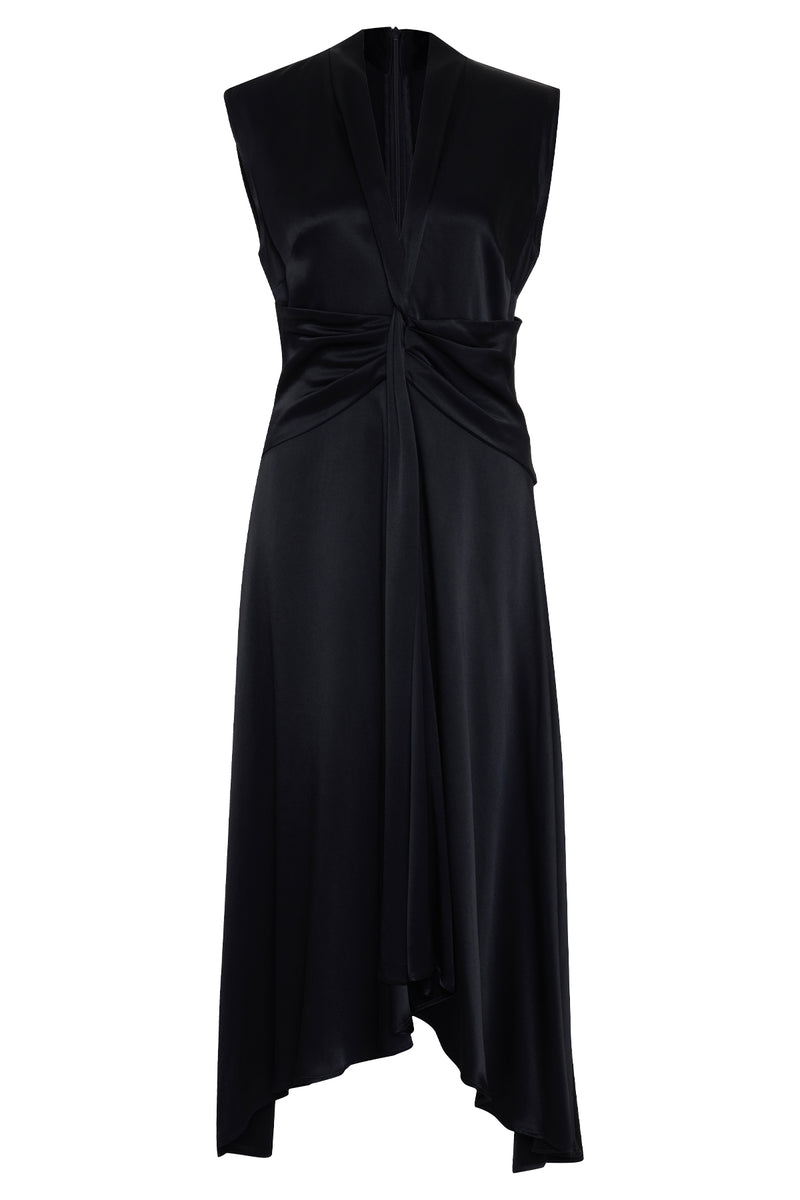 Setre Waist Detailed Midi Sleeveless Dress Black