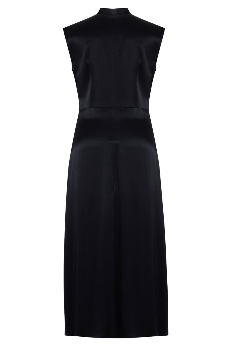 Setre Waist Detailed Midi Sleeveless Dress Black
