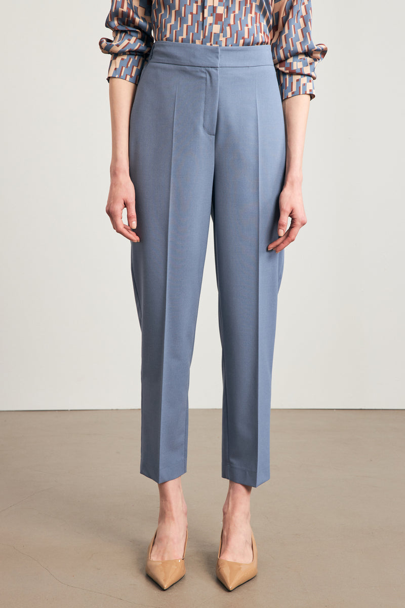 Setre High Waist Full Pattern Trousers Blue