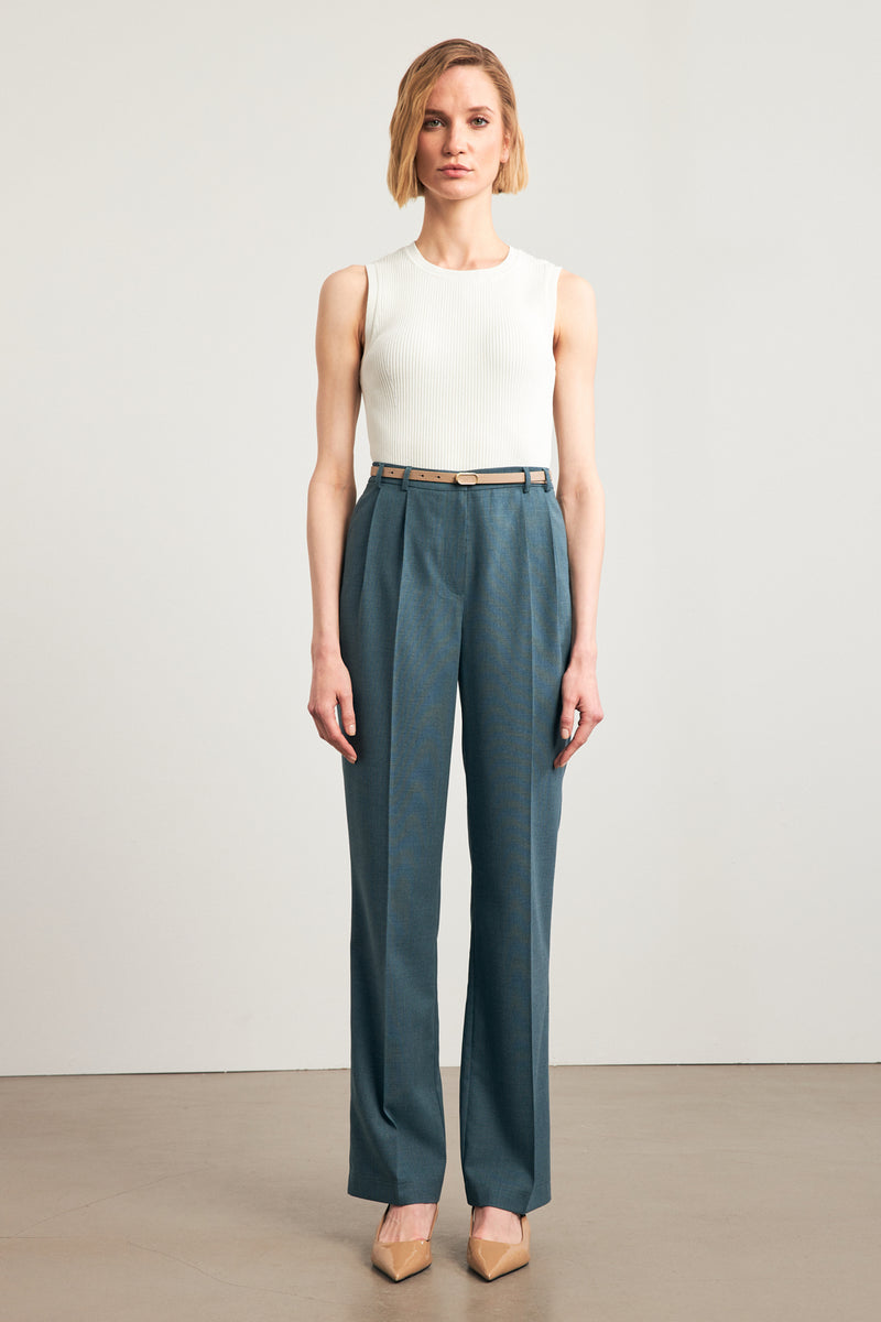 Setre Trousers With Belt And Pleat Detail Petrol