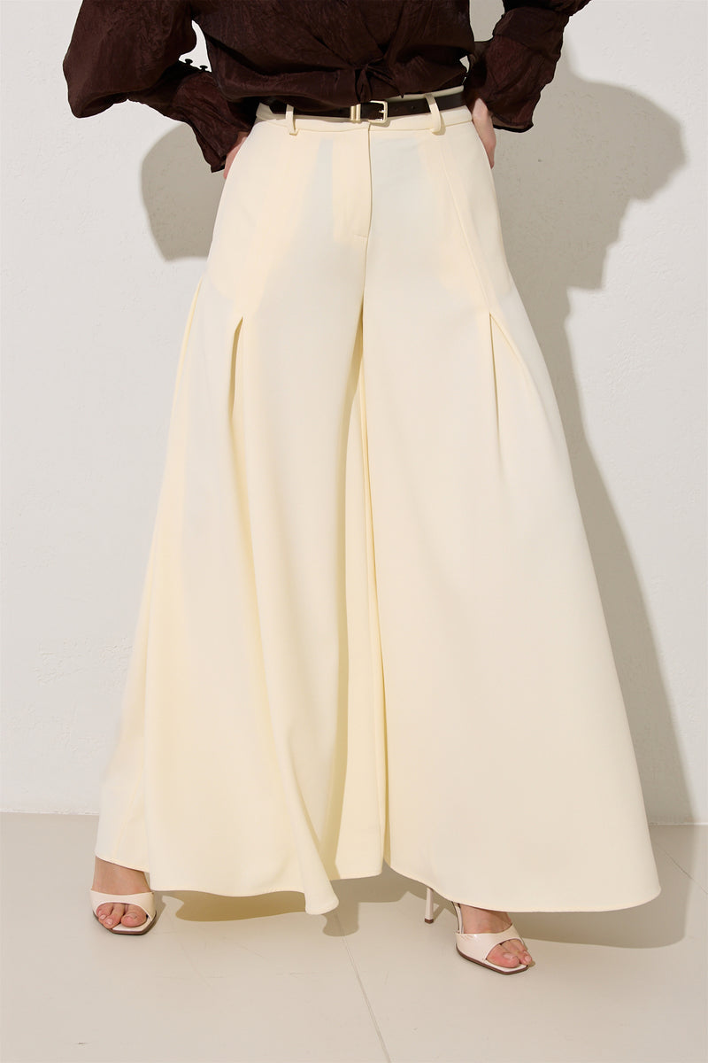 Setre Inverted Pleat Wide Trousers Cream
