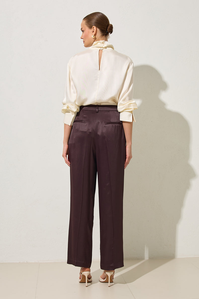 Setre Pleat Detailed Trousers Chocolate Brown