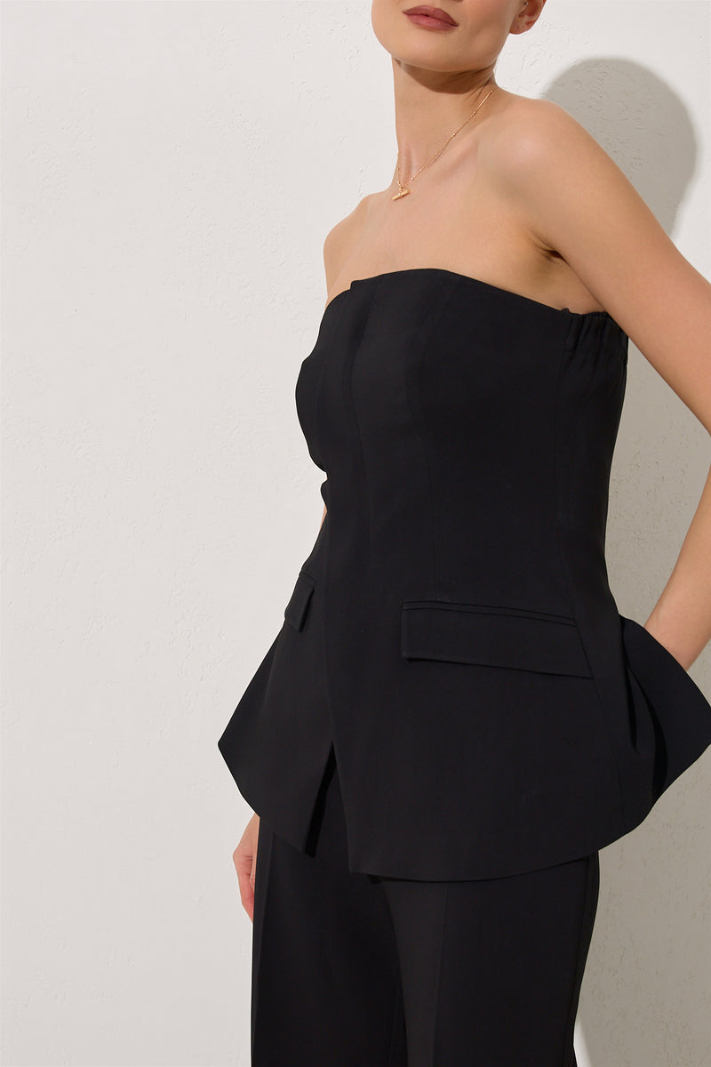 Setre Strapless Two-Piece Look Jumpsuit Black