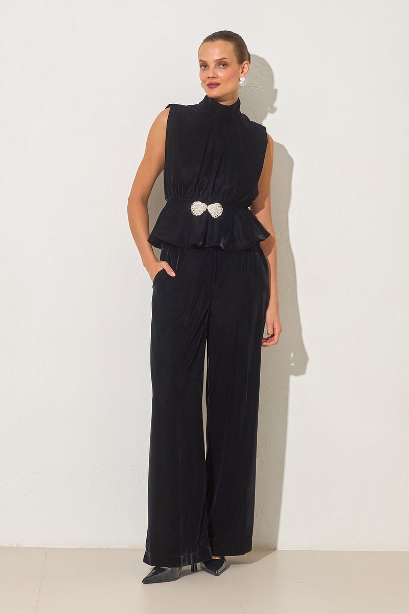 Setre Accessory Detailed Sleeveless Blouse Black