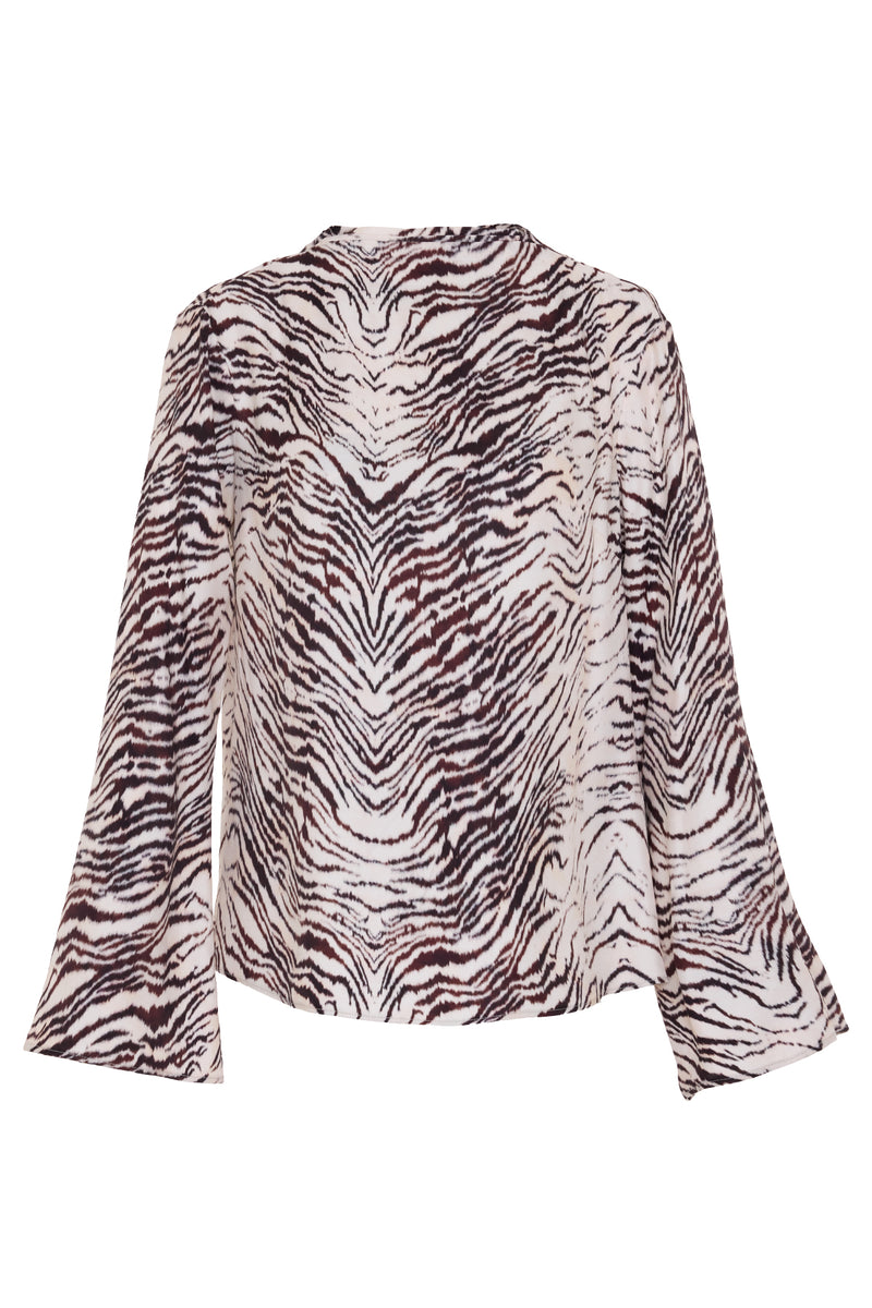 Setre Patterned Long Sleeve Relaxed Cut Blouse Burgundy/Offwhite