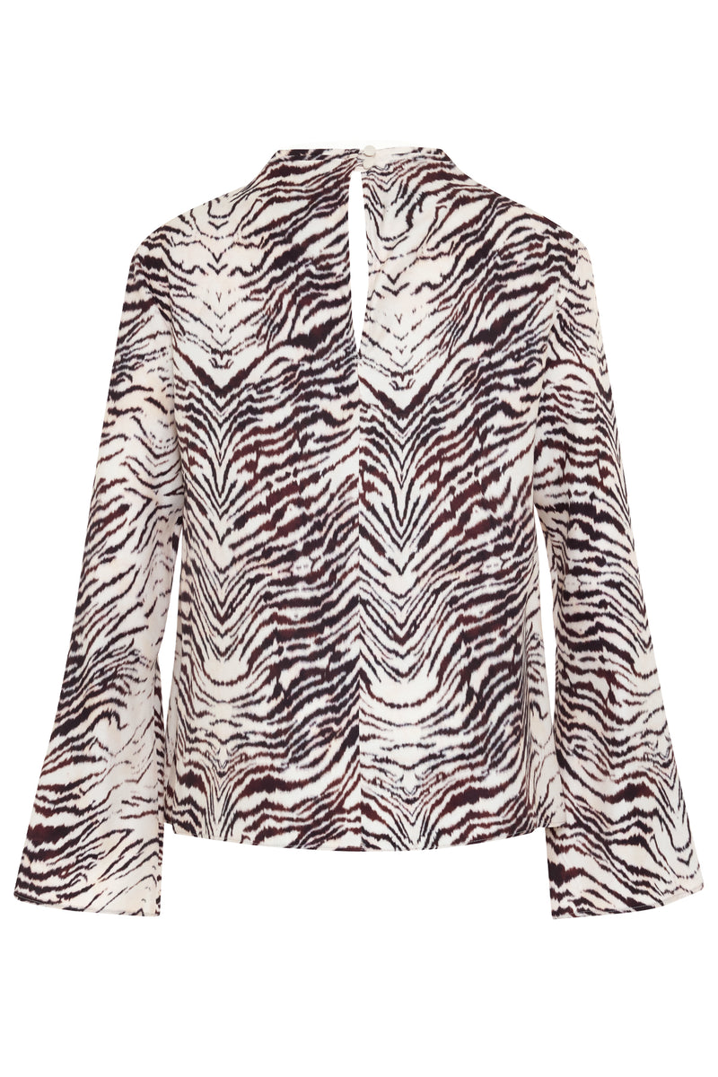 Setre Patterned Long Sleeve Relaxed Cut Blouse Burgundy/Offwhite