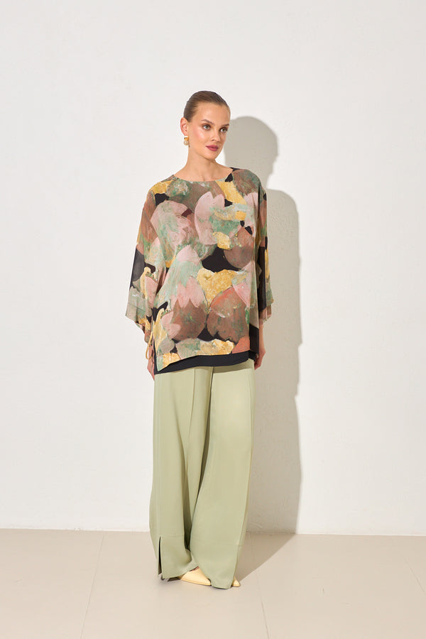 Setre Patterned Long Sleeve Blouse Black/Yellow