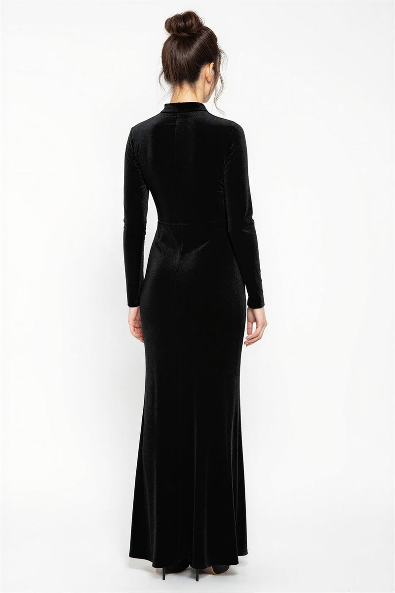 Setre Waist Accessory Detailed Velvet Dress Black