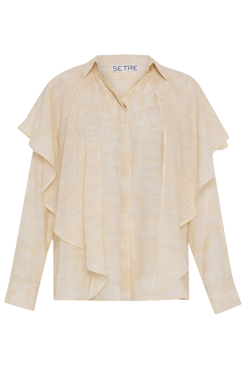 Setre Ruffle Detailed Patterned Shirt Cream