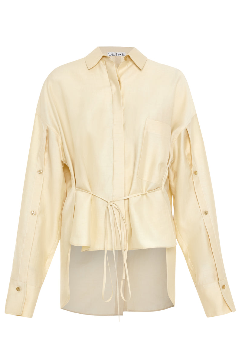 Setre Long Back Shirt With Button On Sleeve Light Yellow