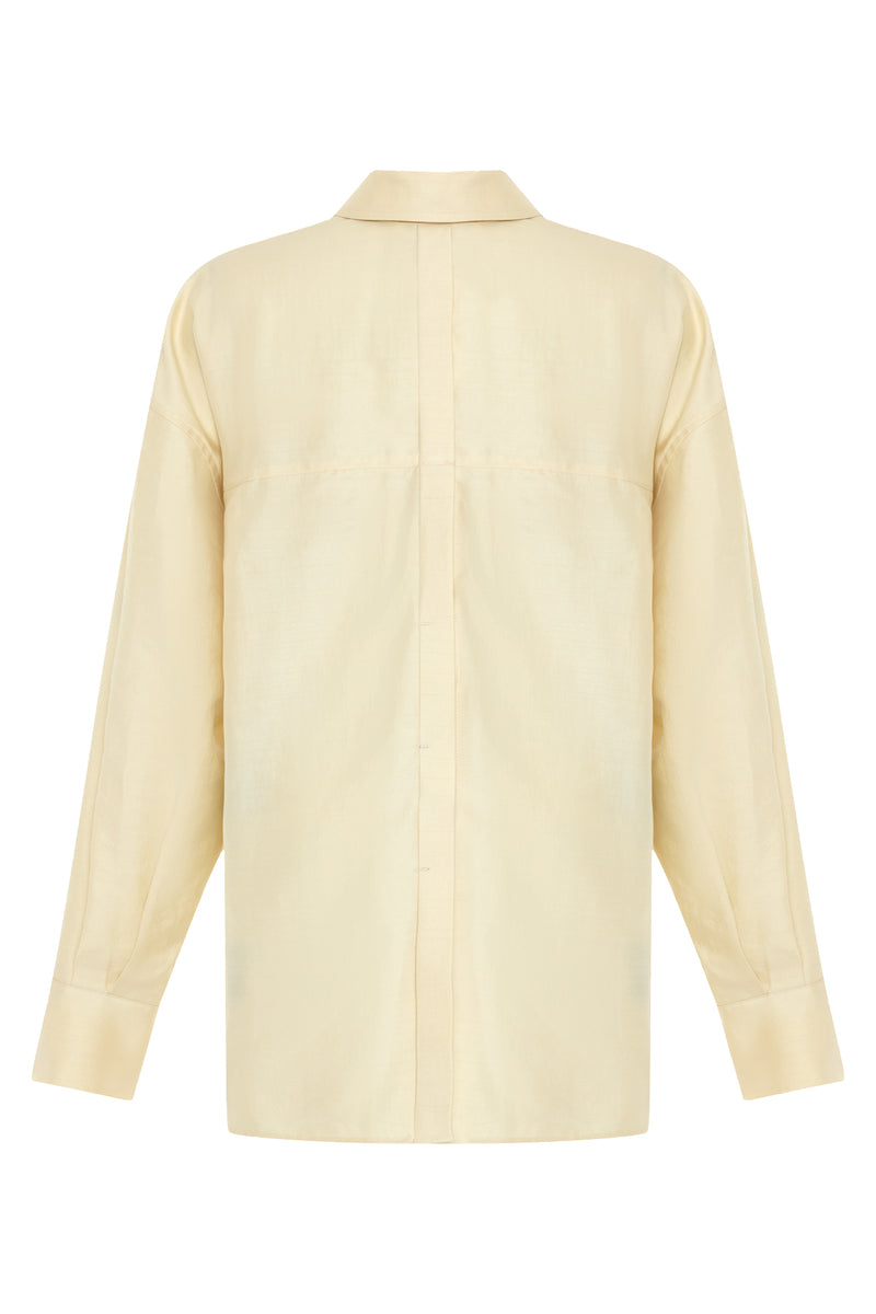 Setre Long Back Shirt With Button On Sleeve Light Yellow