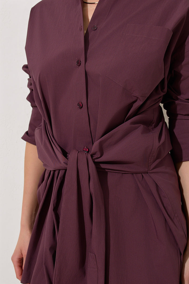 Setre Waist Tie Detailed Shirt Burgundy