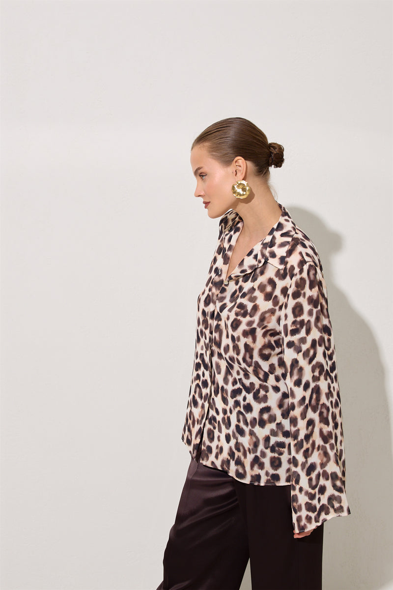 Setre Leopard Print Shirt Cream Multi