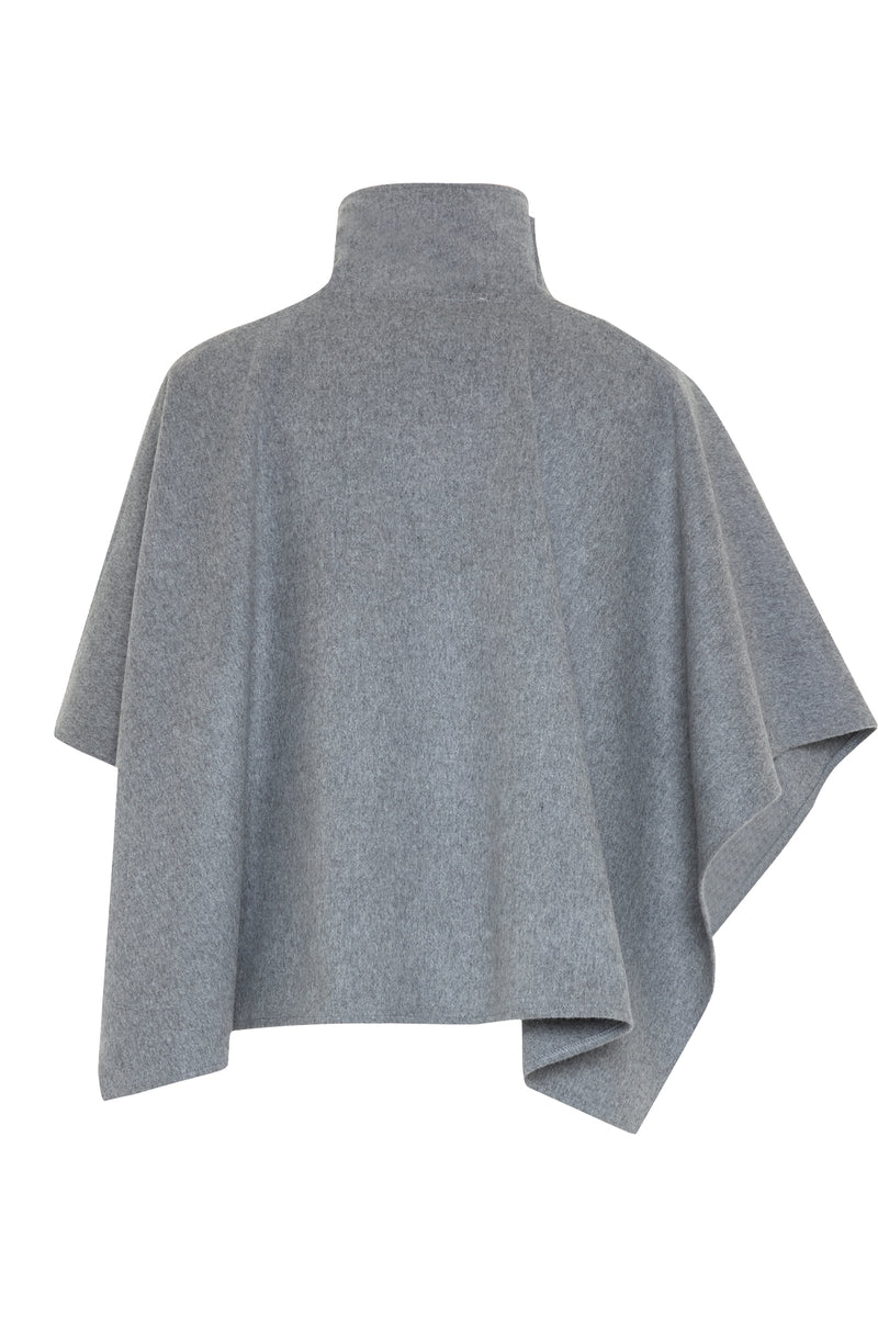 Setre Button Detailed Poncho Coat Grey