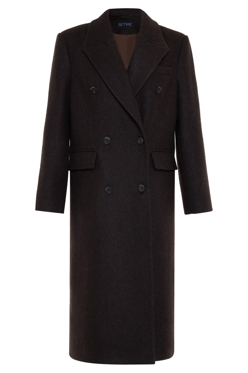 Setre Asymmetrical Button And Pocket Detailed Coat Coffee Brown