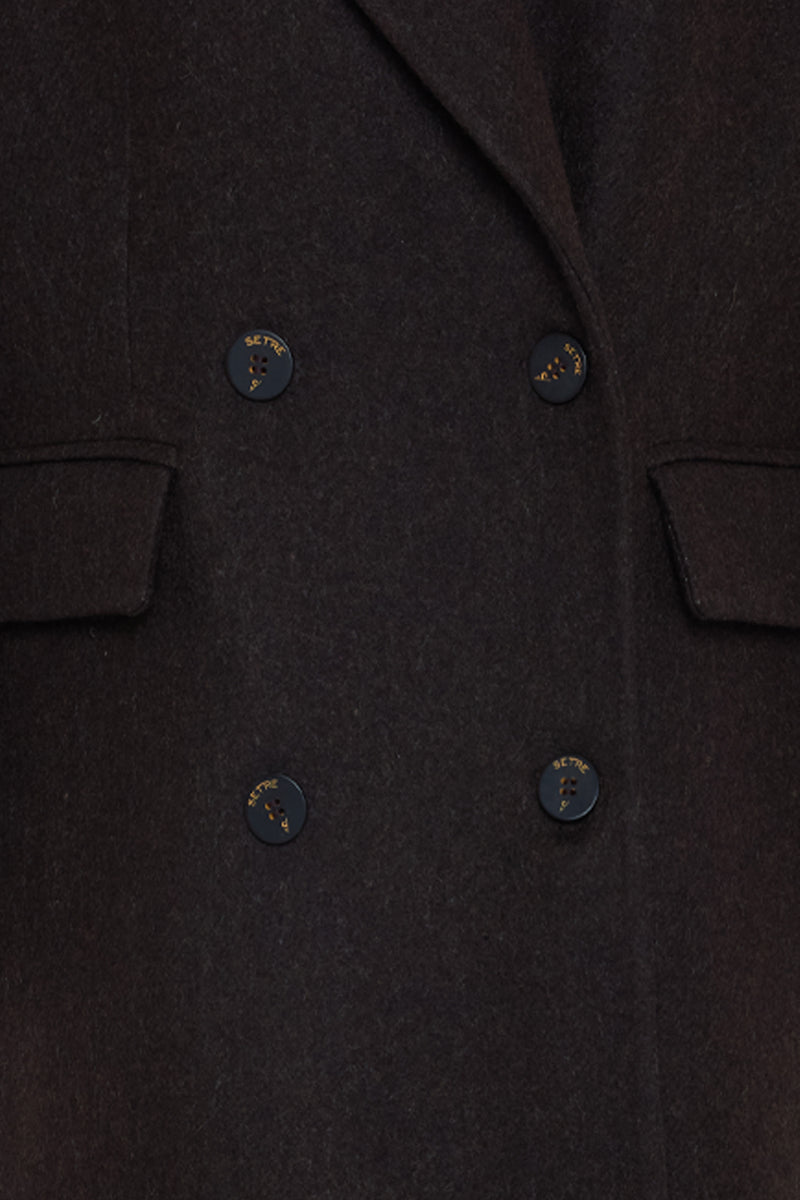 Setre Asymmetrical Button And Pocket Detailed Coat Coffee Brown