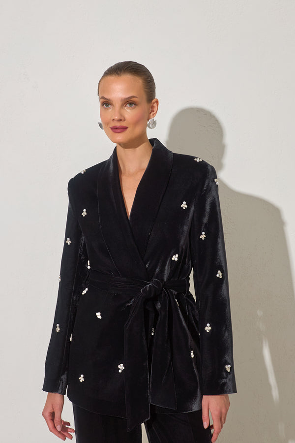 Setre Stone And Collar Detailed Tie Jacket Black