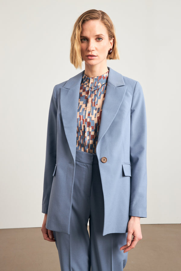 Setre Inner Lining Detailed Single Button Jacket Blue