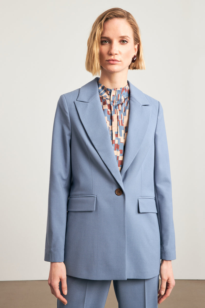 Setre Inner Lining Detailed Single Button Jacket Blue