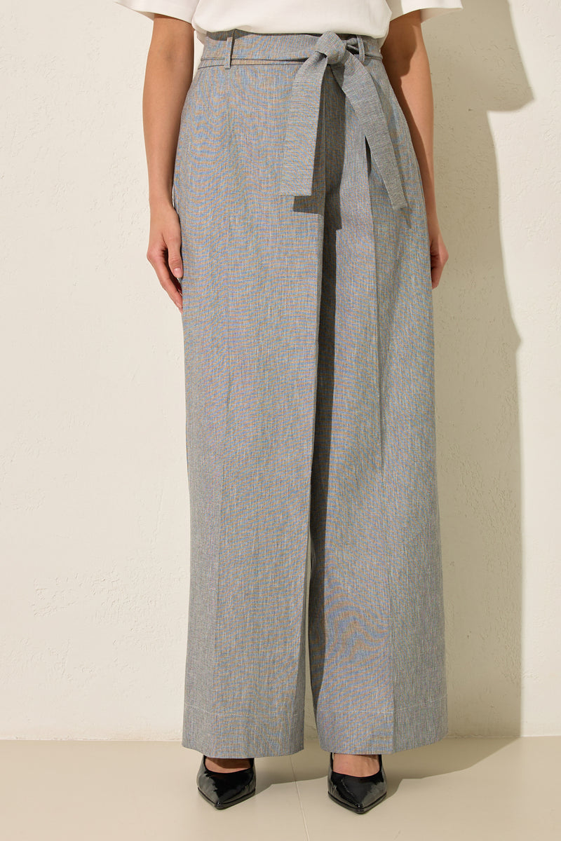 Setre Waist Tie Ankle Length Trouser Grey Melange