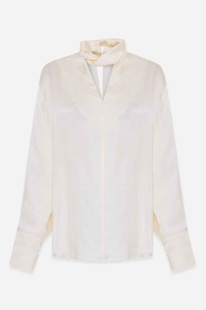 Setre V-Neck And Neck Detailed Relaxed Cut Blouse Cream