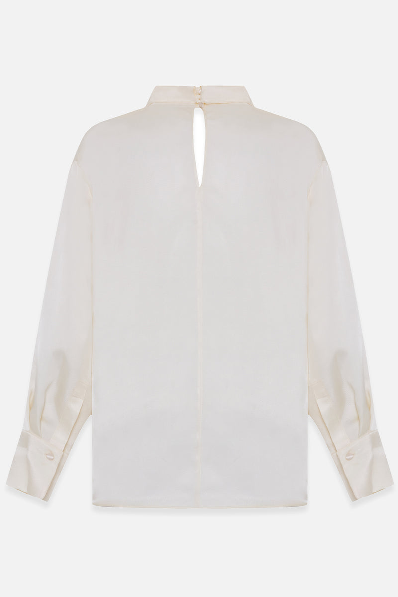 Setre V-Neck And Neck Detailed Relaxed Cut Blouse Cream