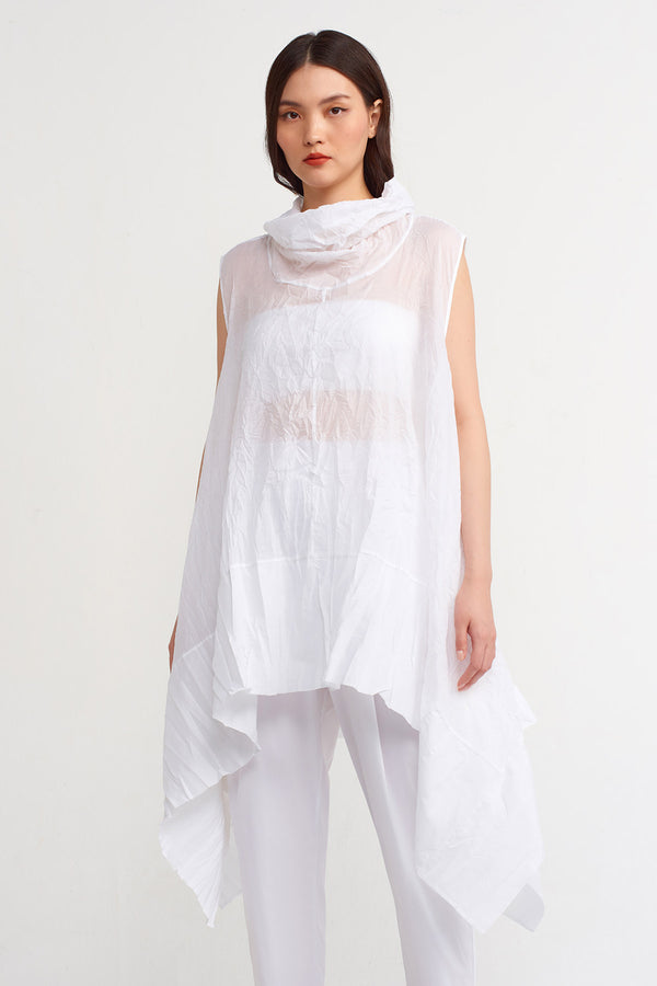 Nu Solid High Neck Blouse Off White