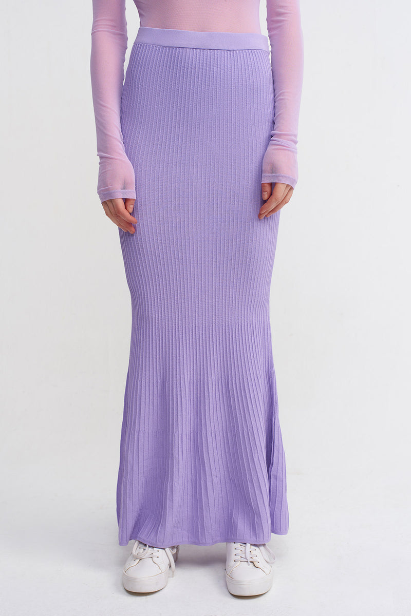 Nu Solid Knitted Maxi Skirt Lilac